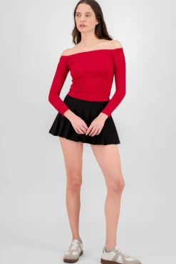 Shasa Solid Pleated Skirt