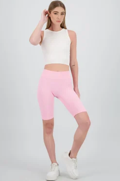Shasa Solid Ribbed Biker Shorts