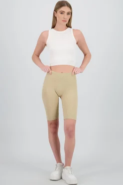 Shasa Solid Ribbed Biker Shorts