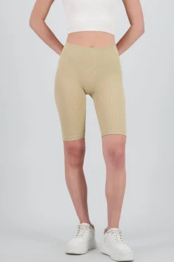 Shasa Solid Ribbed Biker Shorts