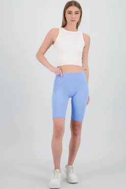 Shasa Solid Ribbed Biker Shorts
