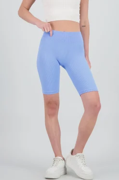 Shasa Solid Ribbed Biker Shorts