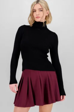 Shasa Solid Ribbed High Neck Sweater