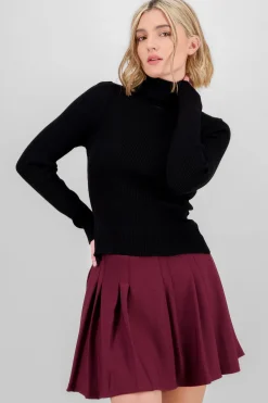 Shasa Solid Ribbed High Neck Sweater