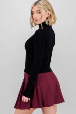 Shasa Solid Ribbed High Neck Sweater