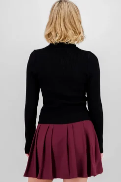Shasa Solid Ribbed High Neck Sweater