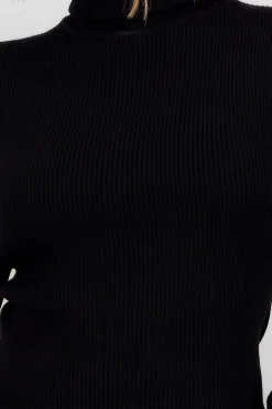 Shasa Solid Ribbed High Neck Sweater