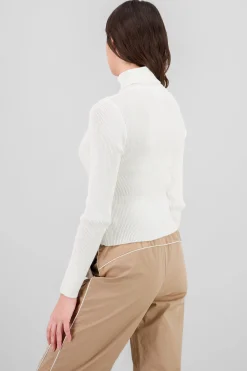 Shasa Solid Ribbed High Neck Sweater