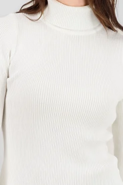 Shasa Solid Ribbed High Neck Sweater