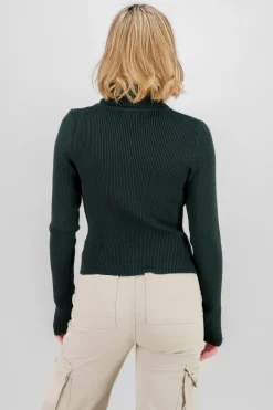 Shasa Solid Ribbed High Neck Sweater