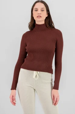 Shasa Solid Ribbed High Neck Sweater
