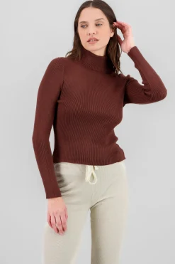 Shasa Solid Ribbed High Neck Sweater