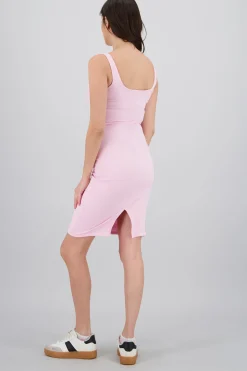Shasa Solid Ribbed Midi Dress