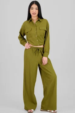 Shasa Solid Ribbed Pants