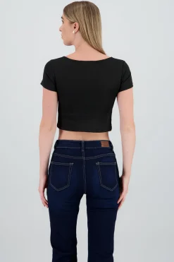 Shasa Solid Ribbed Square Neck Tank Top