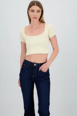 Shasa Solid Ribbed Square Neck Tank Top