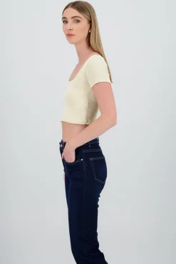 Shasa Solid Ribbed Square Neck Tank Top