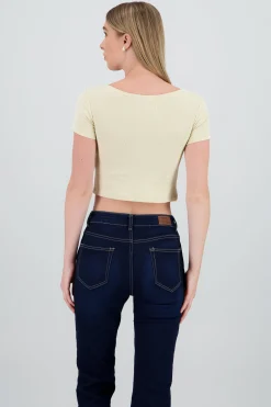 Shasa Solid Ribbed Square Neck Tank Top