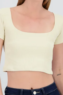 Shasa Solid Ribbed Square Neck Tank Top