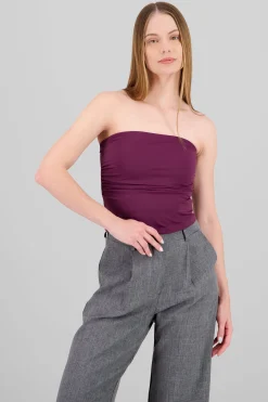 Shasa Solid Ruched Tube Top