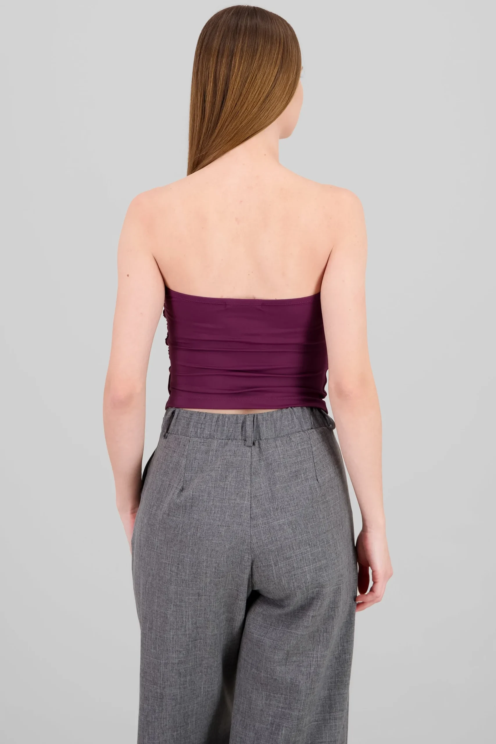 Shasa Solid Ruched Tube Top