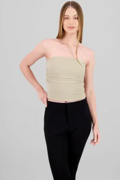Shasa Solid Ruched Tube Top