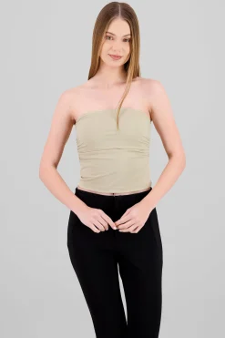Shasa Solid Ruched Tube Top