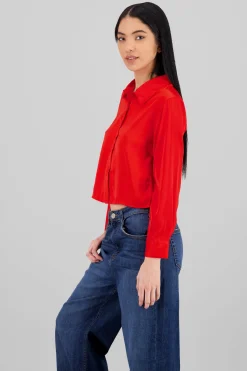 Shasa Solid Satin Long Sleeve Shirt