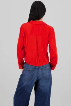 Shasa Solid Satin Long Sleeve Shirt