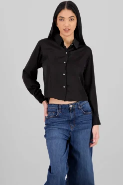 Shasa Solid Satin Long Sleeve Shirt