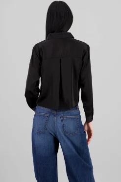 Shasa Solid Satin Long Sleeve Shirt