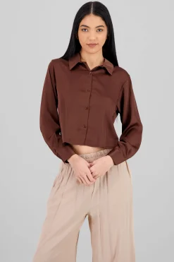 Shasa Solid Satin Long Sleeve Shirt