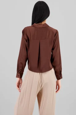 Shasa Solid Satin Long Sleeve Shirt