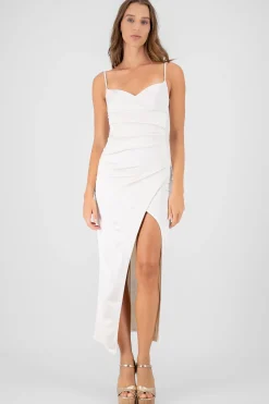 Shasa Solid Satin Maxi Dress
