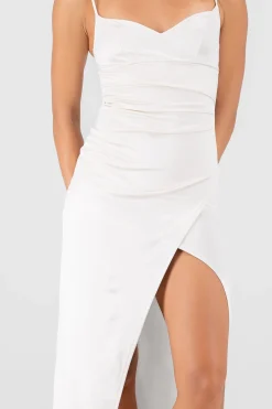 Shasa Solid Satin Maxi Dress
