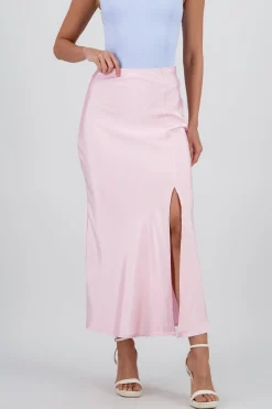Shasa Solid Satin Maxi Skirt