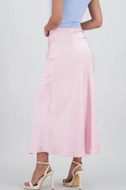 Shasa Solid Satin Maxi Skirt