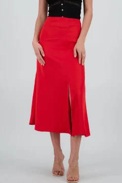 Shasa Solid Satin Maxi Skirt