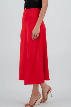 Shasa Solid Satin Maxi Skirt