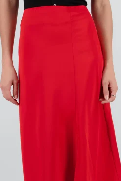 Shasa Solid Satin Maxi Skirt