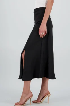 Shasa Solid Satin Maxi Skirt