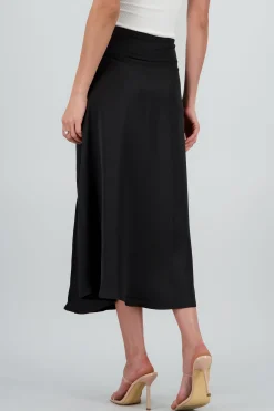 Shasa Solid Satin Maxi Skirt