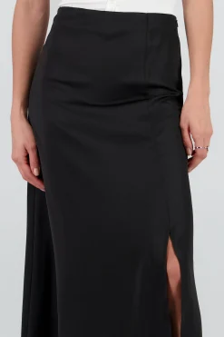 Shasa Solid Satin Maxi Skirt