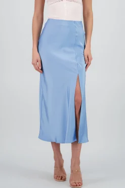 Shasa Solid Satin Maxi Skirt