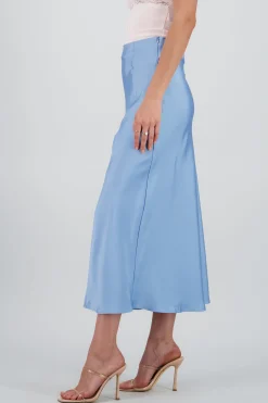 Shasa Solid Satin Maxi Skirt
