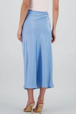 Shasa Solid Satin Maxi Skirt