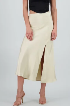 Shasa Solid Satin Maxi Skirt