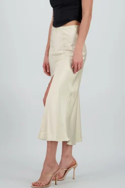 Shasa Solid Satin Maxi Skirt