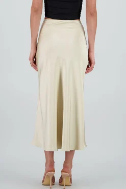 Shasa Solid Satin Maxi Skirt