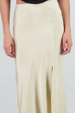 Shasa Solid Satin Maxi Skirt